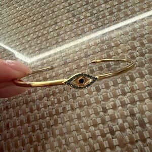 Gold Evil Eye Bangle Bracelet